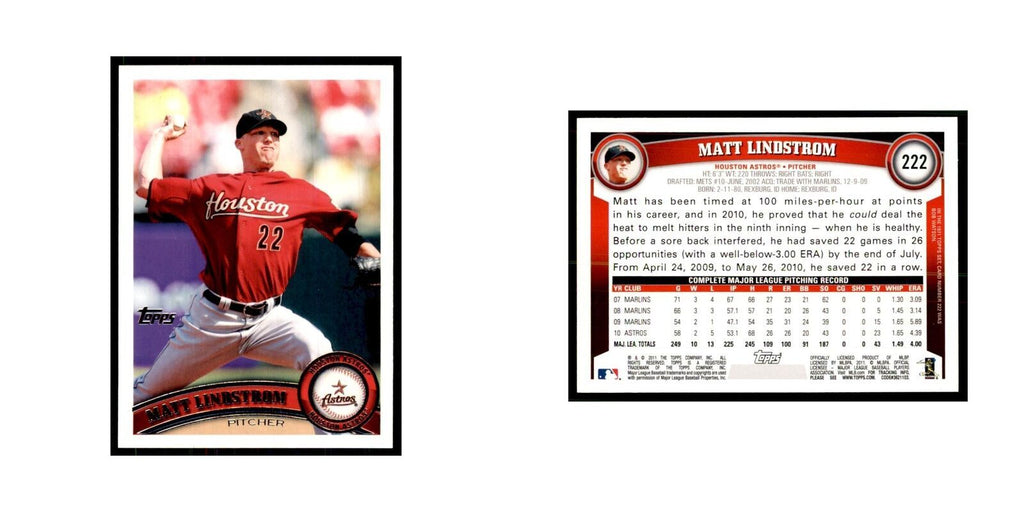2011 Topps Matt Lindstrom Baseball Cards #222