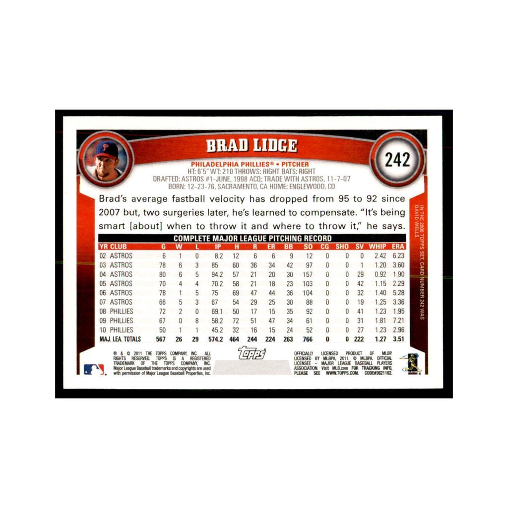 2011 Topps Brad Lidge Baseball Cards #242