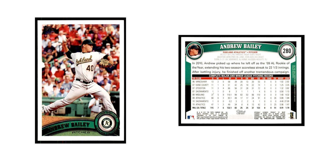 2011 Topps Andrew Bailey Baseball Cards #280