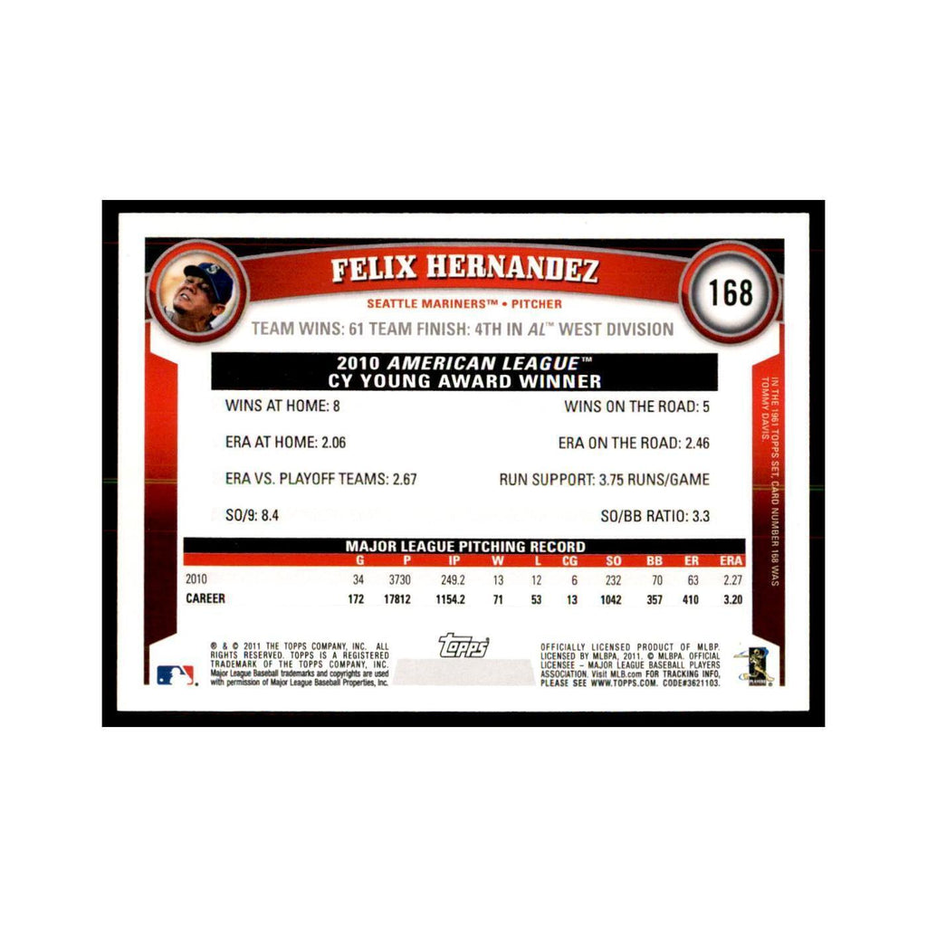 2011 Topps Felix Hernandez Baseball Cards #168