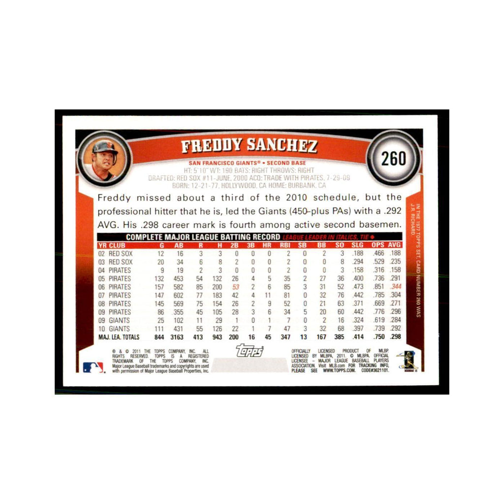 2011 Topps Freddy Sanchez Baseball Cards #260