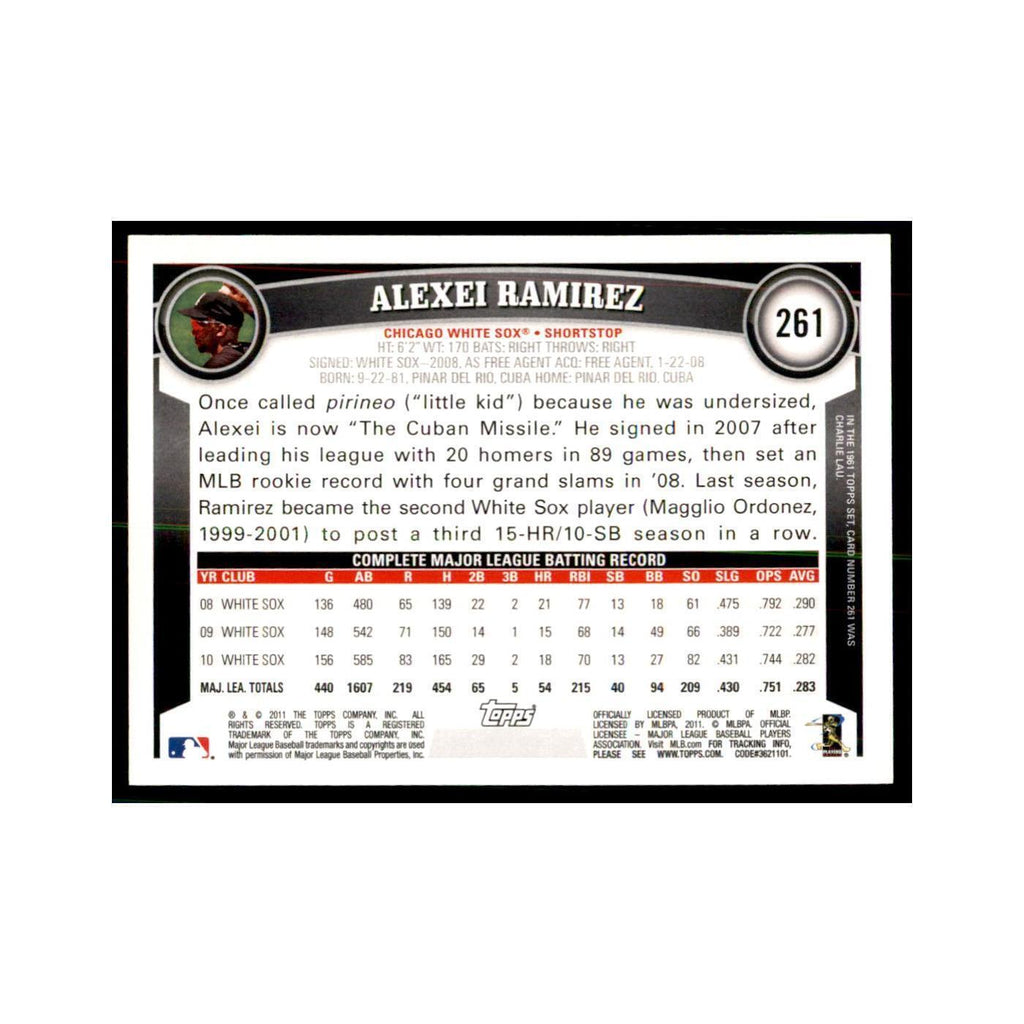 2011 Topps Alexei Ramirez Baseball Cards #261