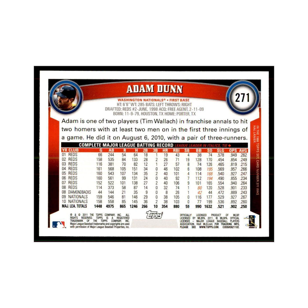 2011 Topps Adam Dunn Baseball Cards #271