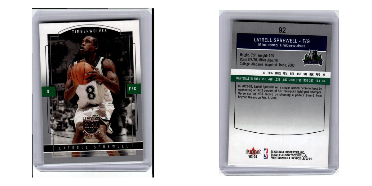 2003 Skybox Limited Edition Latrell Sprewell Timberwolves #92