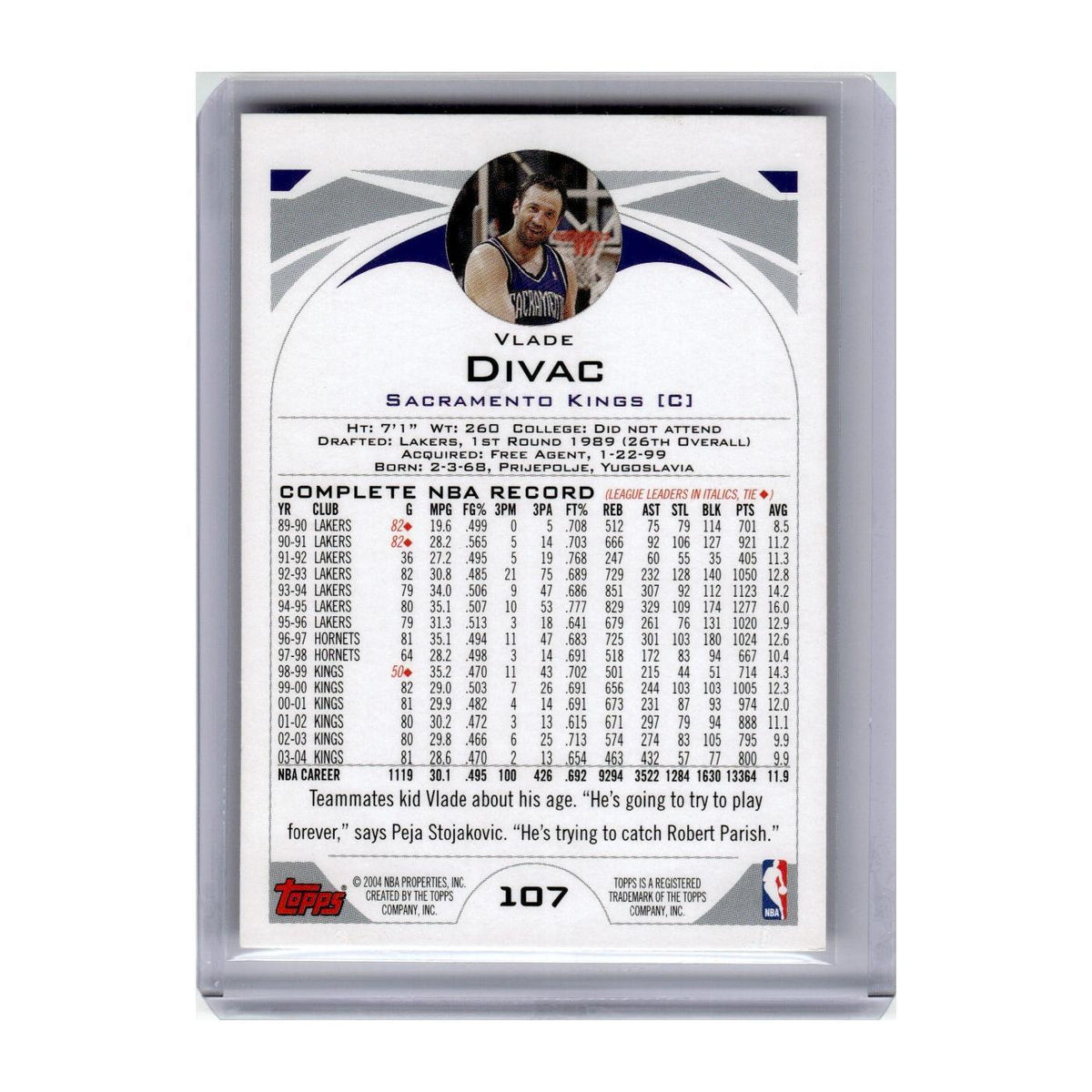 2004 Topps Vlade Divac Kings #107
