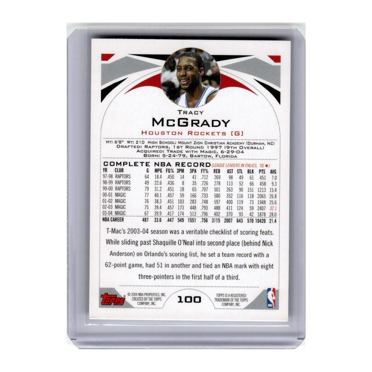 2004 Topps Tracy McGrady Rockets #100