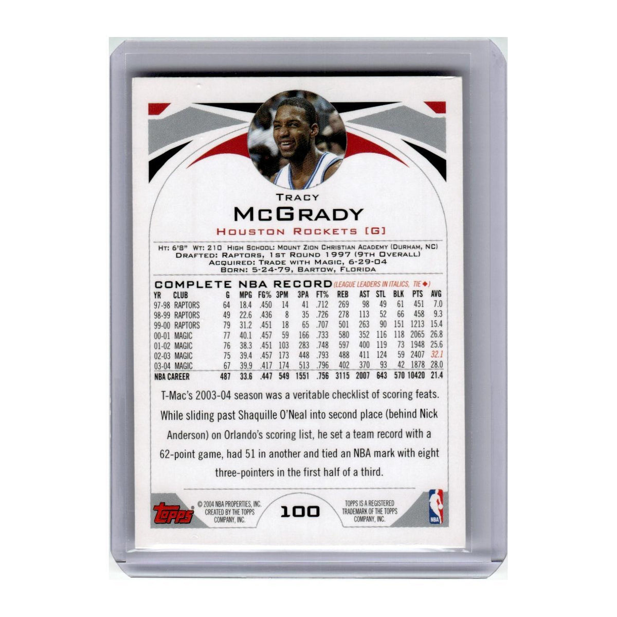2004 Topps Tracy McGrady Rockets #100