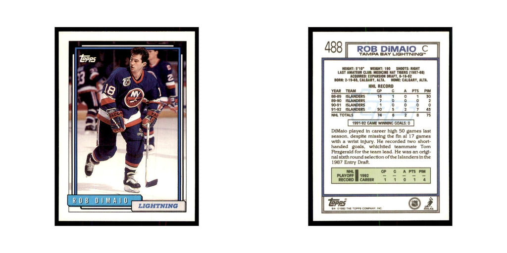 Rob DiMaio 1992 Topps #488 Hockey Cards Hockey Card NM