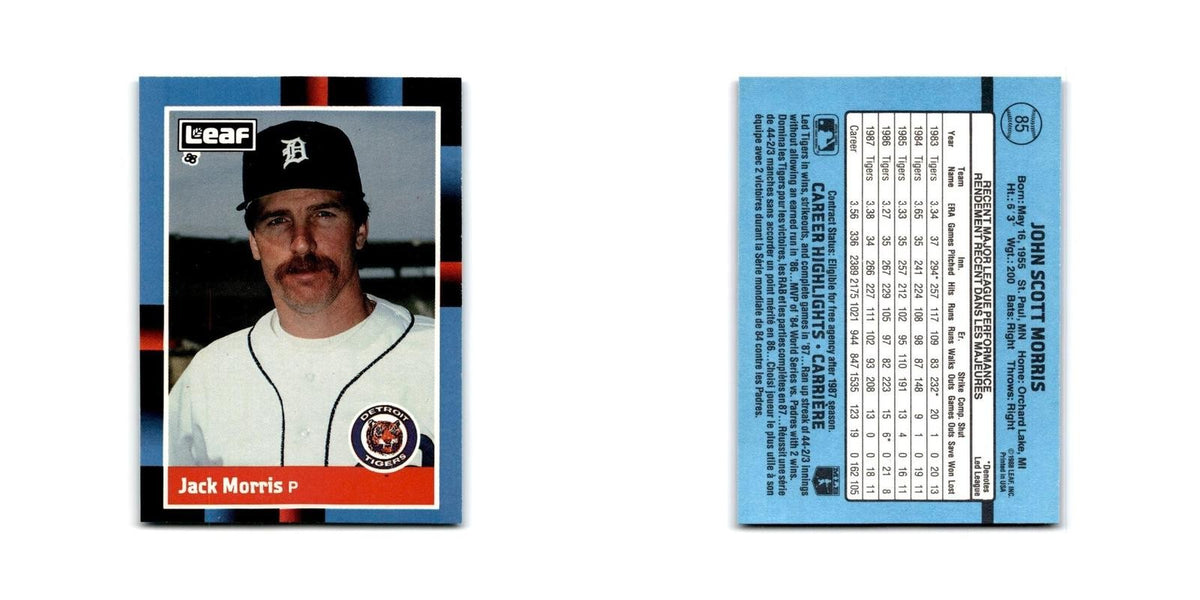 Jack Morris 1988 Leaf #85 Detroit Tigers Baseball Card NM