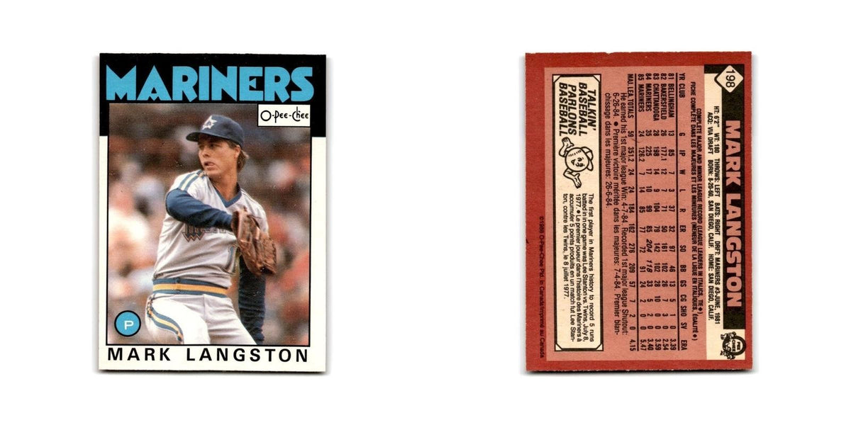 Mark Langston 1986 O-Pee-Chee #198 Seattle Mariners Baseball Card NM