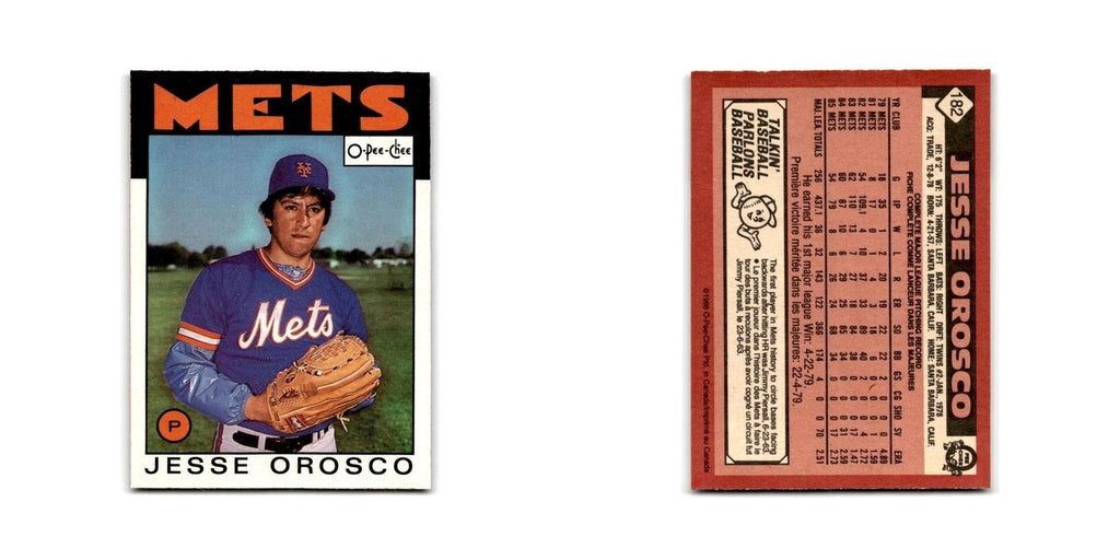 Jesse Orosco 1986 O-Pee-Chee #182 New York Mets Baseball Card NM