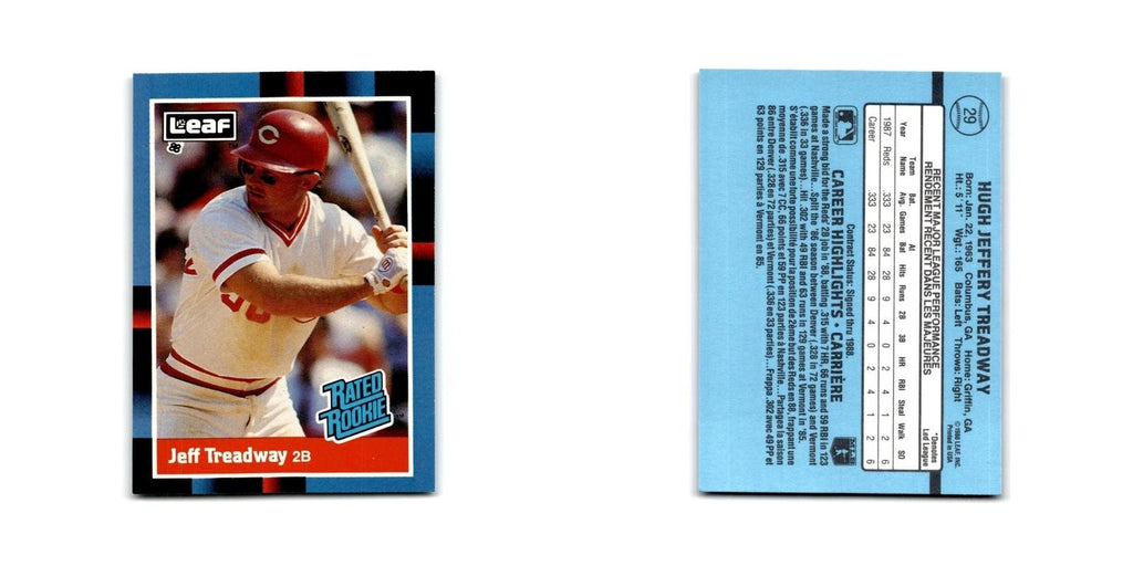 Jeff Treadway Rookie 1988 Leaf #29 Cincinnati Reds Baseball Card NM