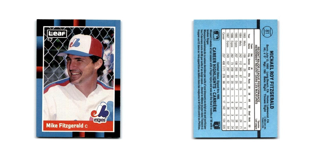 Mike Fitzgerald 1988 Leaf #81 Montreal Expos Baseball Card NM
