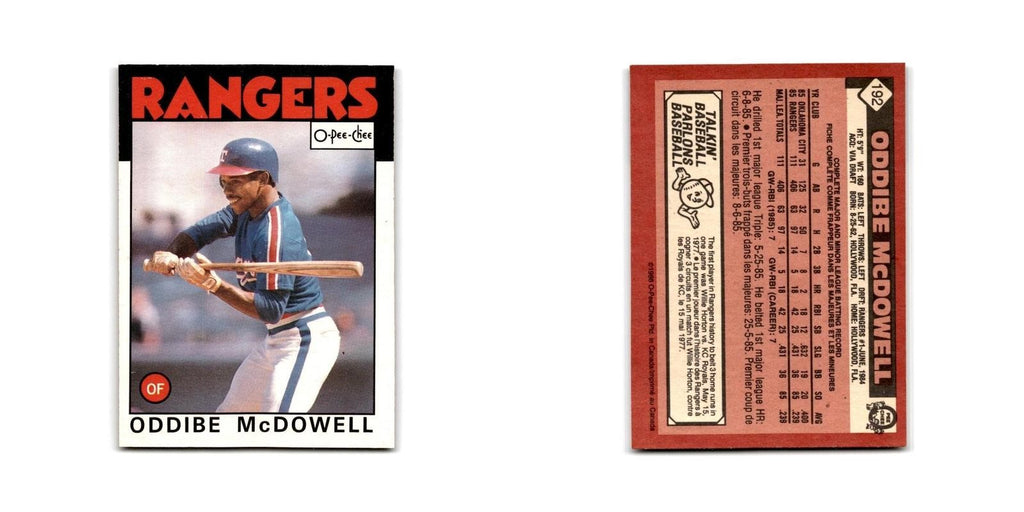 Oddibe McDowell 1986 O-Pee-Chee #192 Texas Rangers Baseball Card NM