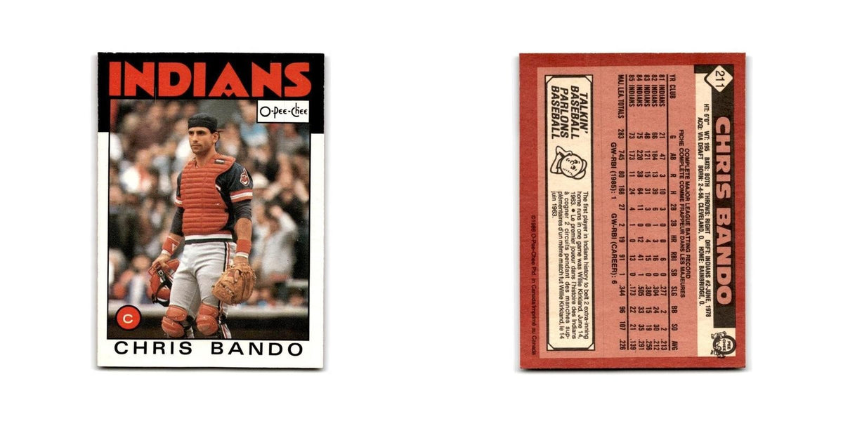 Chris Bando 1986 O-Pee-Chee #211 Cleveland Indians Baseball Card NM