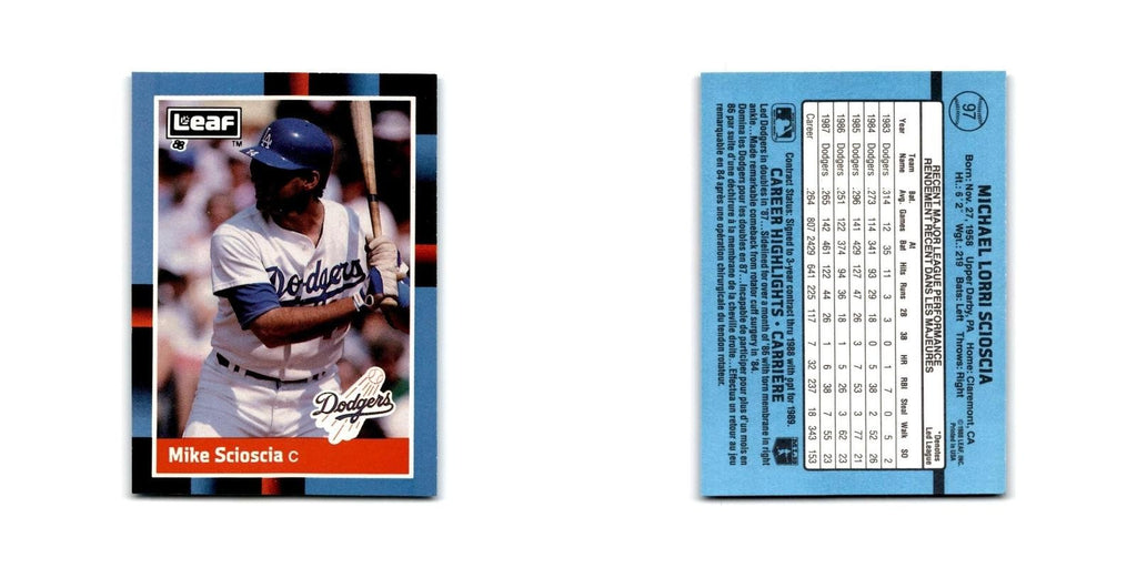 Mike Scioscia 1988 Leaf #97 Los Angeles Dodgers Baseball Card NM