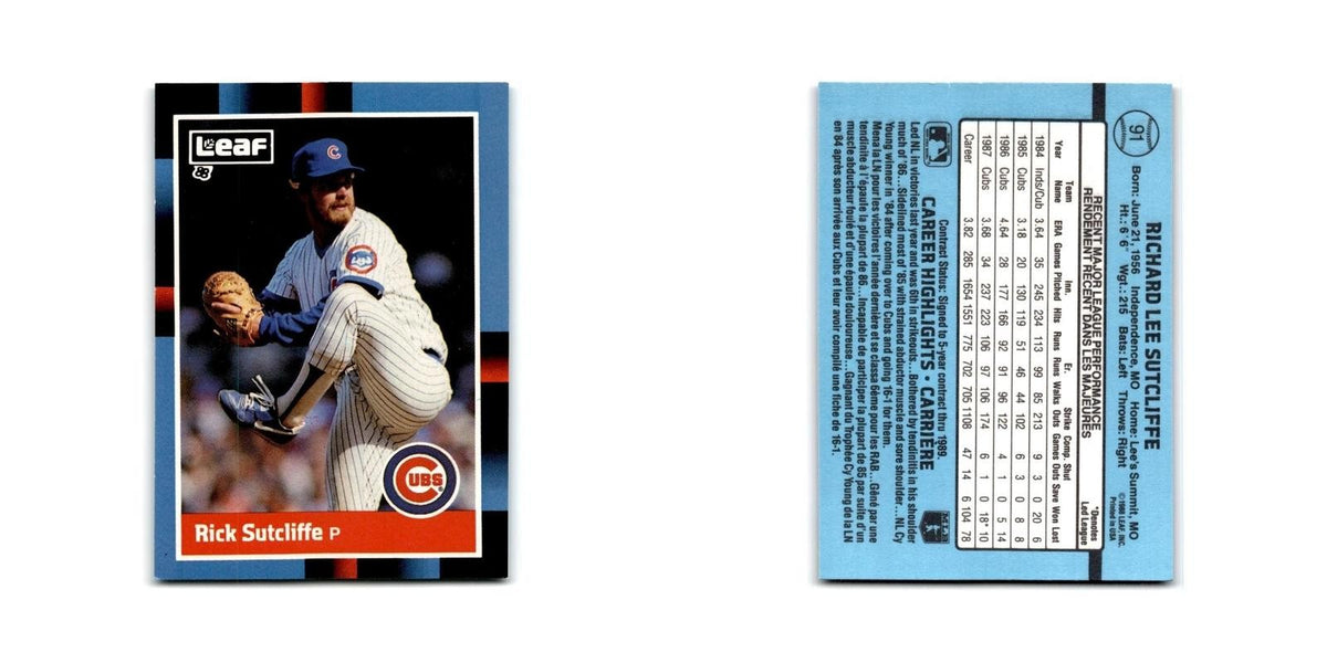Rick Sutcliffe 1988 Leaf #91 Chicago Cubs Baseball Card NM