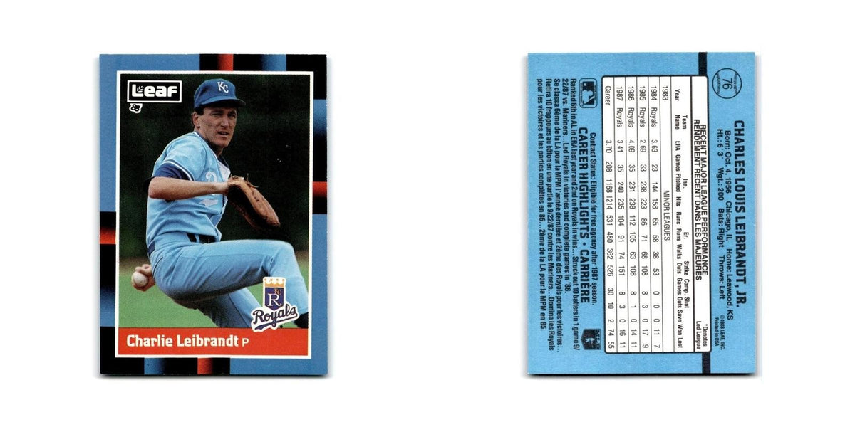 Charlie Leibrandt 1988 Leaf #76 Kansas City Royals Baseball Card NM