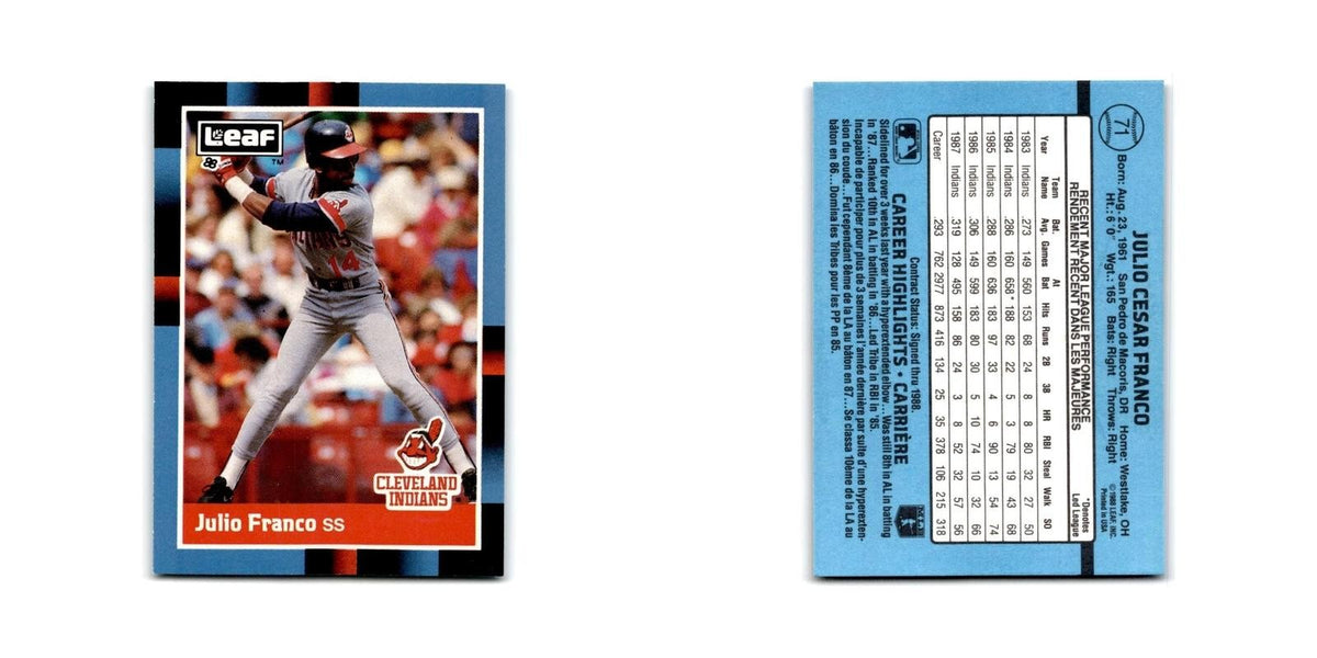 Julio Franco 1988 Leaf #71 Cleveland Indians Baseball Card NM