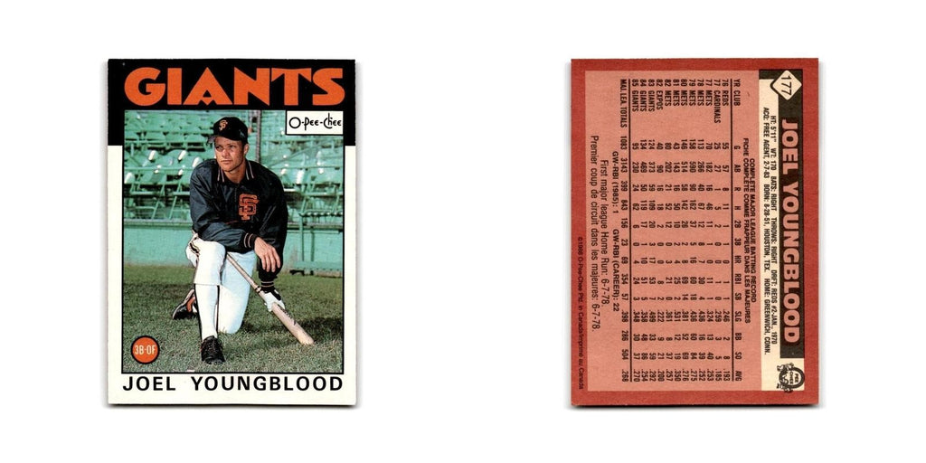 Joel Youngblood 1986 O-Pee-Chee #177 San Francisco Giants Baseball Card NM