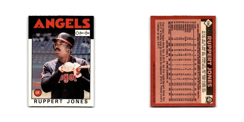 Ruppert Jones 1986 O-Pee-Chee #186 California Angels Baseball Card NM