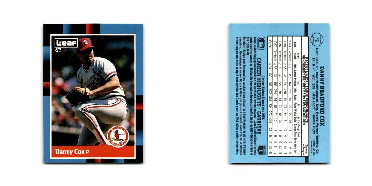 Danny Cox 1988 Leaf #72 St. Louis Cardinals Baseball Card NM