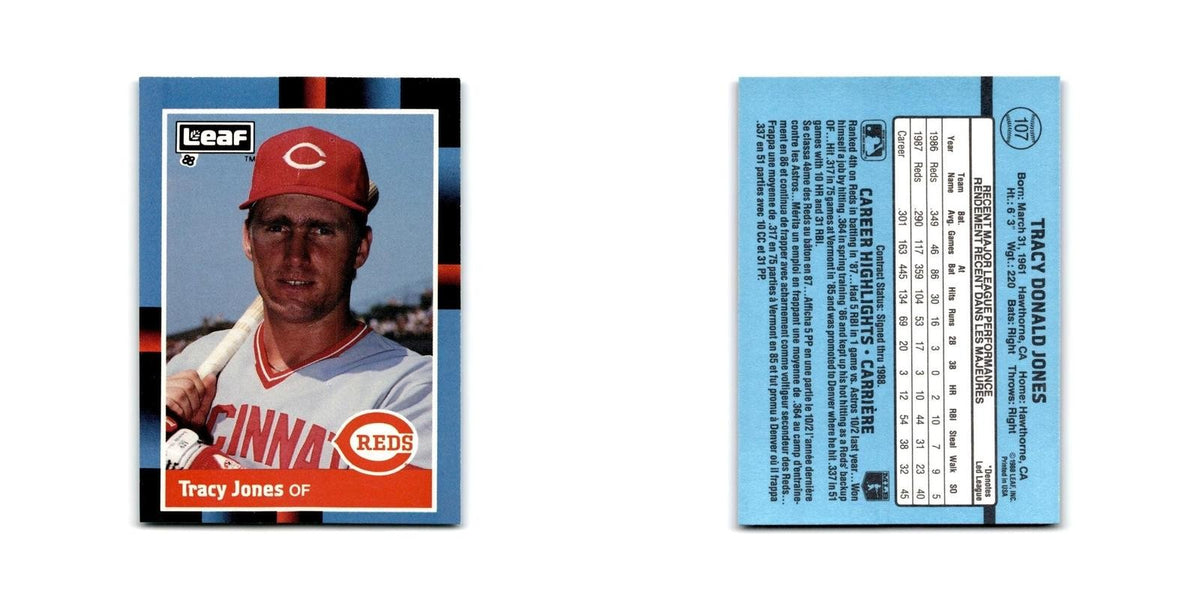 Tracy Jones 1988 Leaf #107 Cincinnati Reds Baseball Card NM