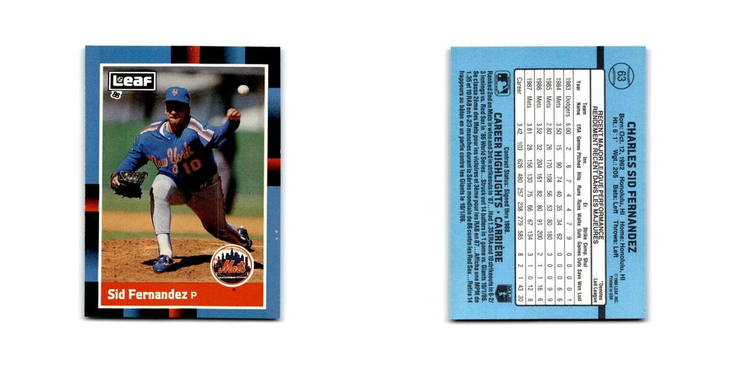 Sid Fernandez 1988 Leaf #63 New York Mets Baseball Card NM