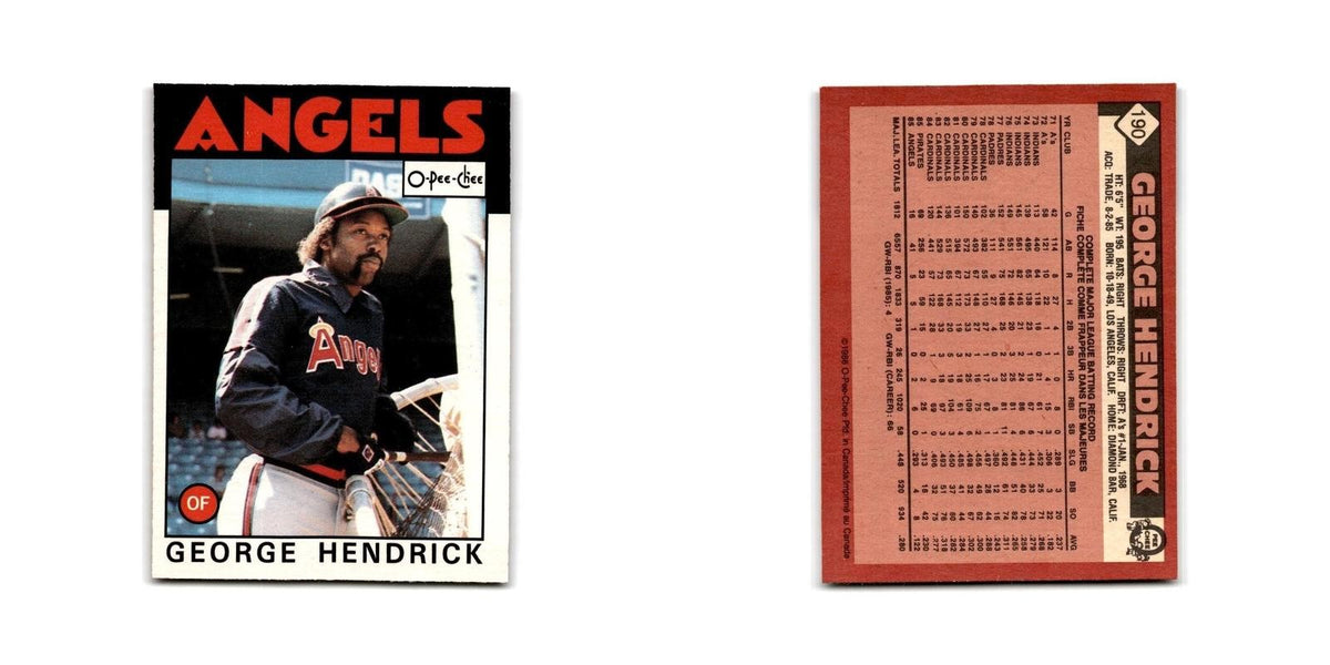 George Hendrick 1986 O-Pee-Chee #190 California Angels Baseball Card NM