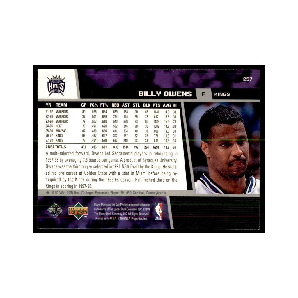 1998 Upper Deck Billy Owens Basketball Cards #257