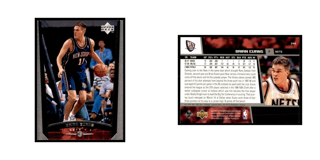1998 Upper Deck Brian Evans Basketball Cards #244