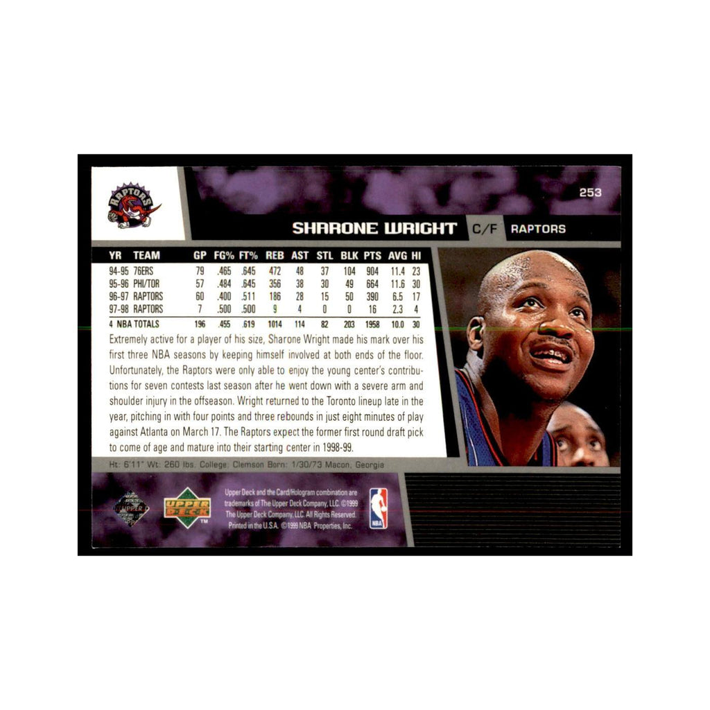 1998 Upper Deck Sharone Wright Basketball Cards #253