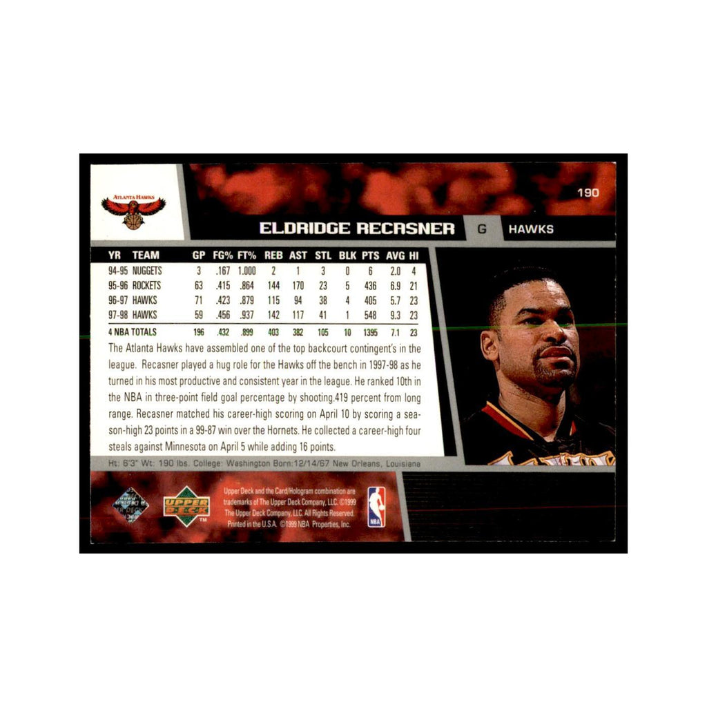 1998 Upper Deck Eldridge Recasner Basketball Cards #190