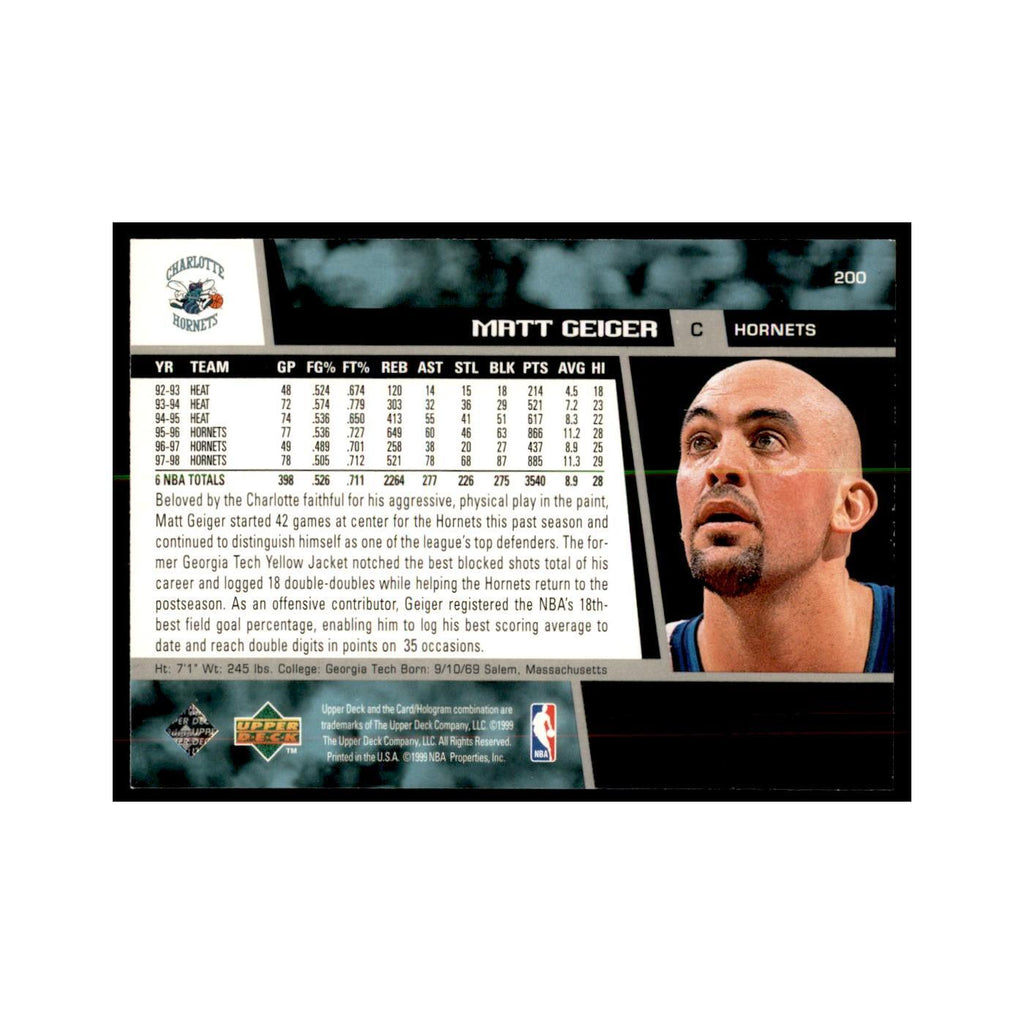 1998 Upper Deck Matt Geiger Basketball Cards #200