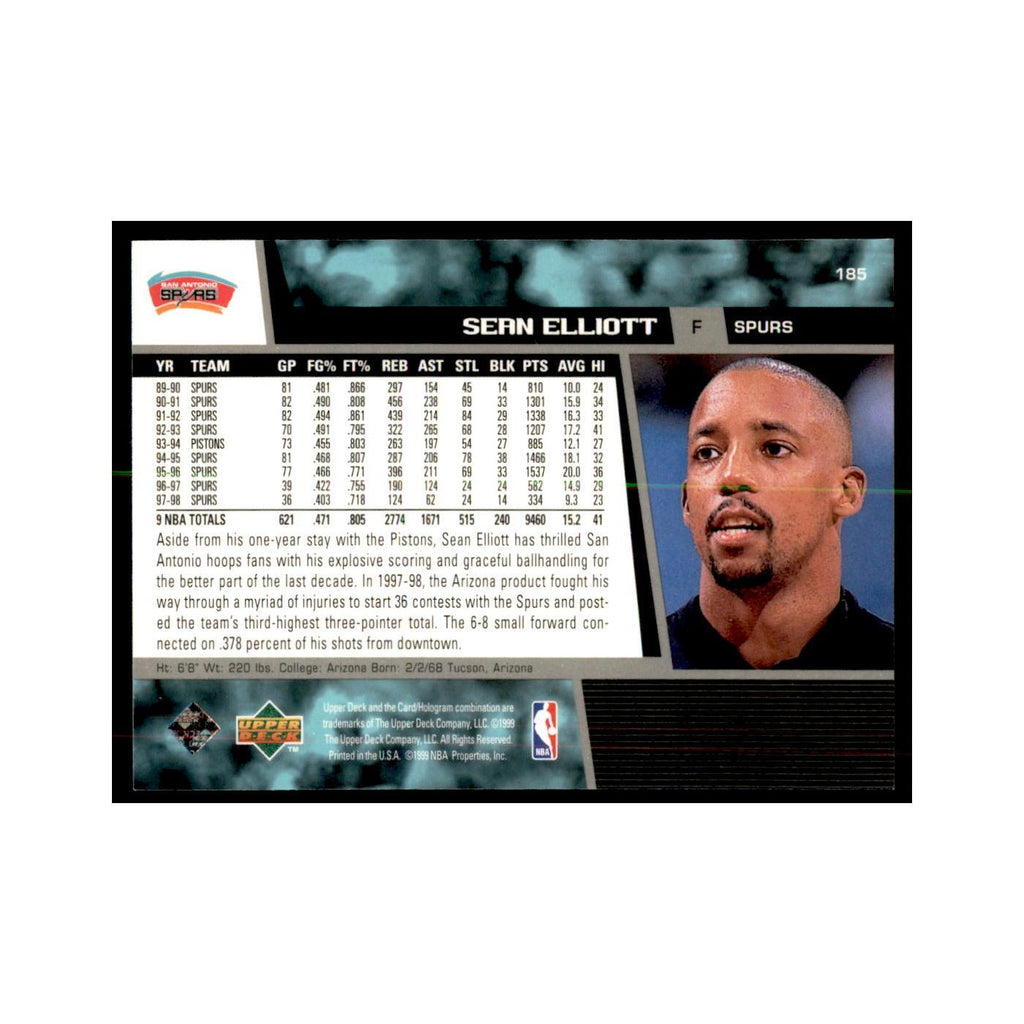 1998 Upper Deck Sean Elliott Basketball Cards #185