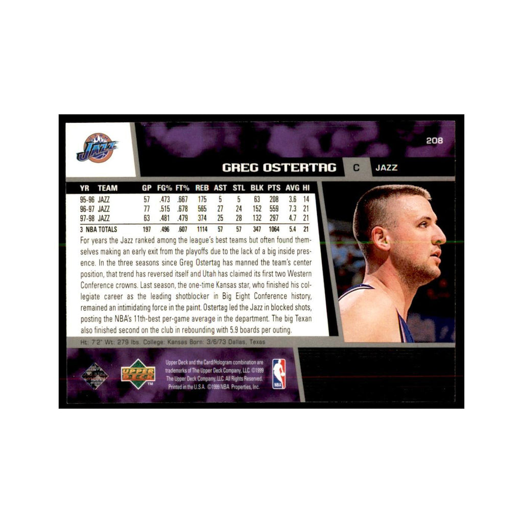 1998 Upper Deck Greg Ostertag Basketball Cards #208