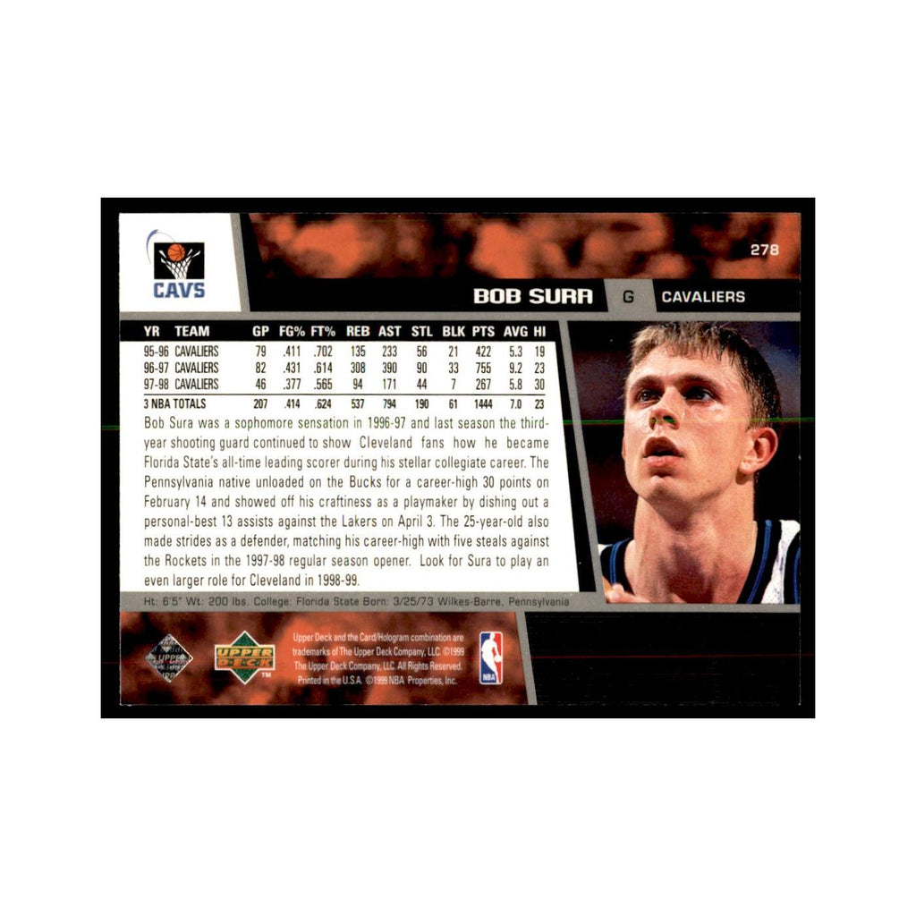 1998 Upper Deck Bob Sura Basketball Cards #278
