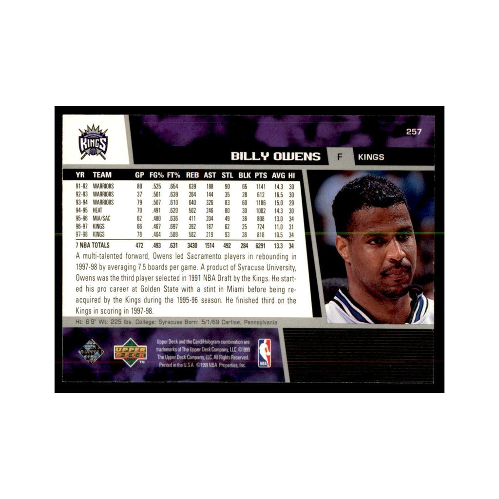 1998 Upper Deck Billy Owens Basketball Cards #257