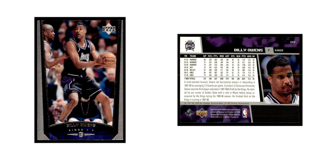 1998 Upper Deck Billy Owens Basketball Cards #257
