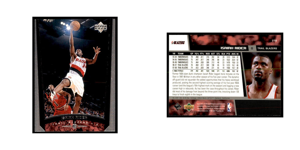 1998 Upper Deck Isaiah Rider Basketball Cards #279