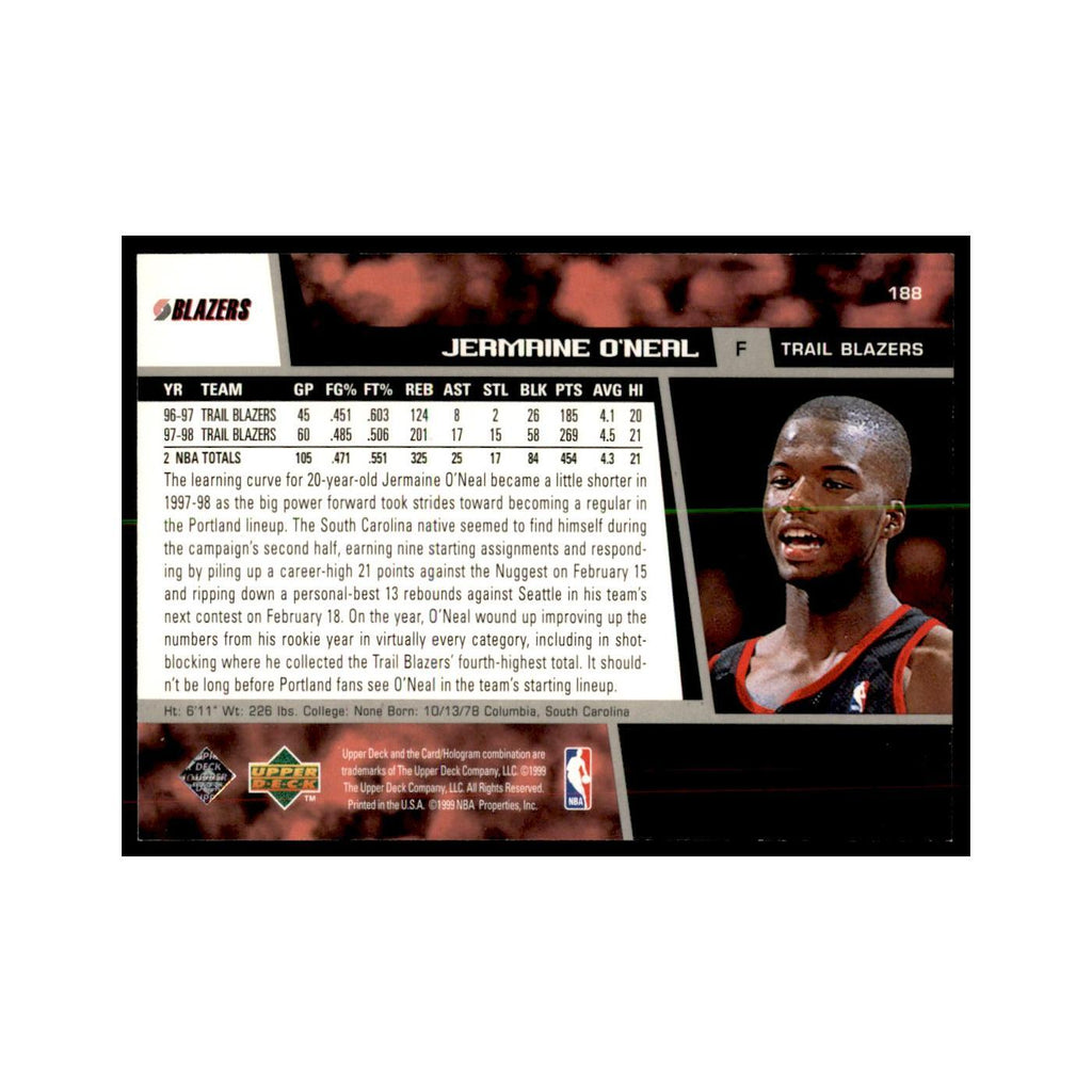 1998 Upper Deck Jermaine O'Neal Basketball Cards #188