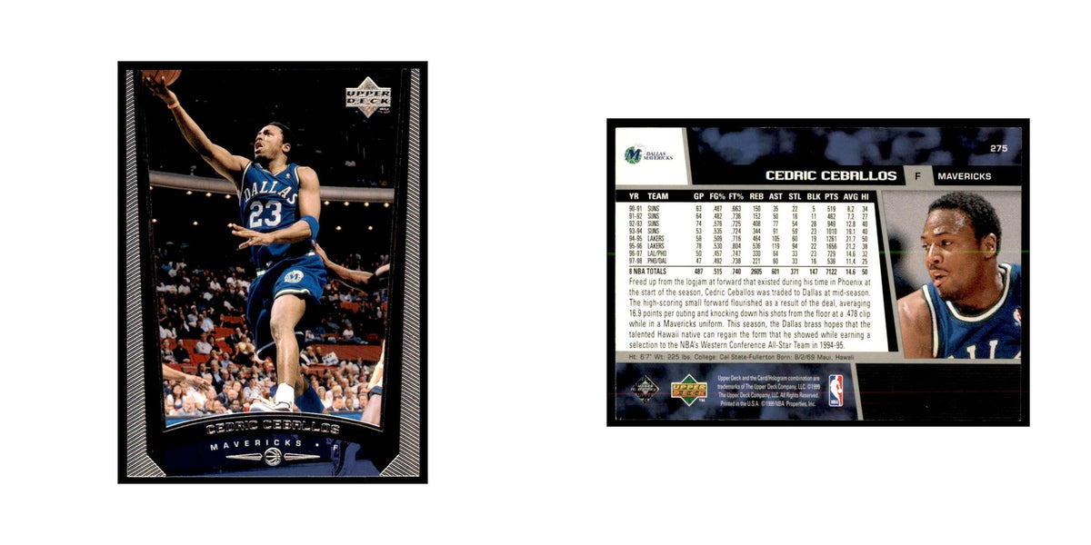 1998 Upper Deck Cedric Ceballos Basketball Cards #275