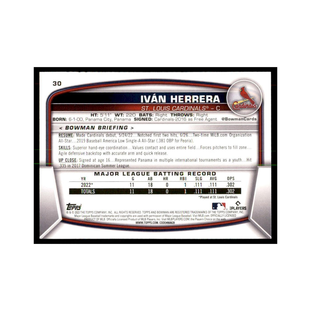 2023 Bowman Ivan Herrera RC Baseball Cards #30