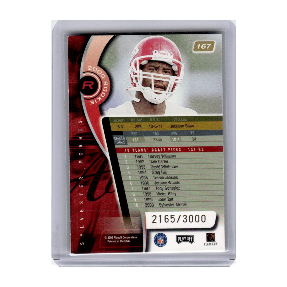 2000 Playoff Absolute Sylvester Morris /3000 Chiefs #167