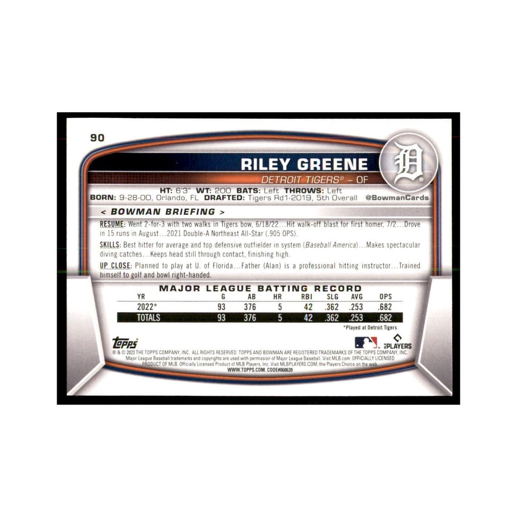 2023 Bowman Riley Greene RC Baseball Cards #90