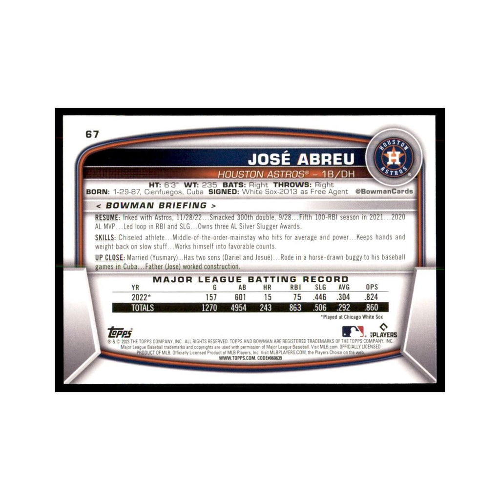 2023 Bowman Jose Abreu Baseball Cards #67