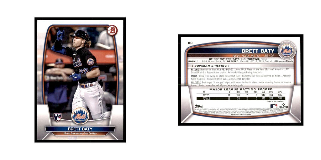 2023 Bowman Brett Baty RC Baseball Cards #80