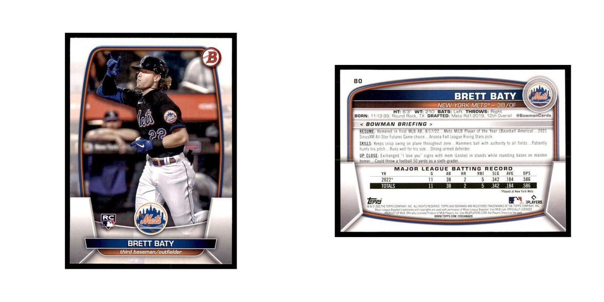2023 Bowman Brett Baty RC Baseball Cards #80