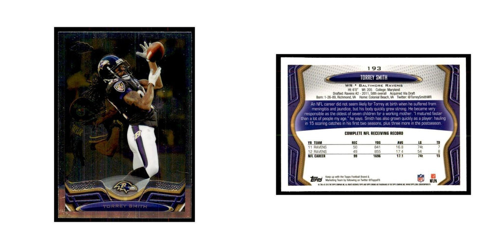 2013 Topps Chrome Torrey Smith Football Cards #193
