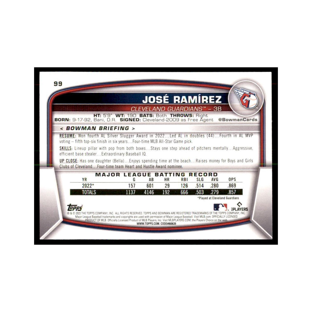2023 Bowman Jose Ramirez Baseball Cards #99